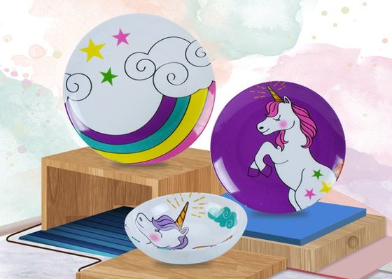 Unicorn Printed Unbreakable A Grade Kids Melamine Dinner Sets