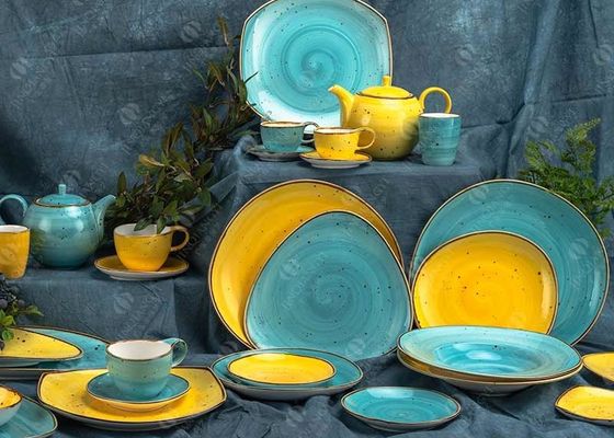 FDA Restaurant Porcelain Blue Color Glazed Dinnerware Sets
