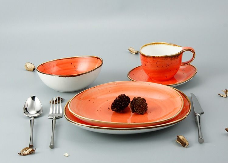 FDA Restaurant Porcelain Blue Color Glazed Dinnerware Sets